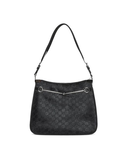 Gucci Black Horsebit Slim Schultertasche