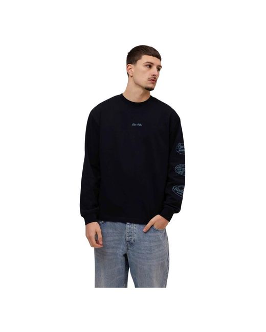 Pure Path Hoodies & Sweatvesten ,Blauw ,Katoen Wasteland Patches Longsleeve T-Shirt in het Black voor heren