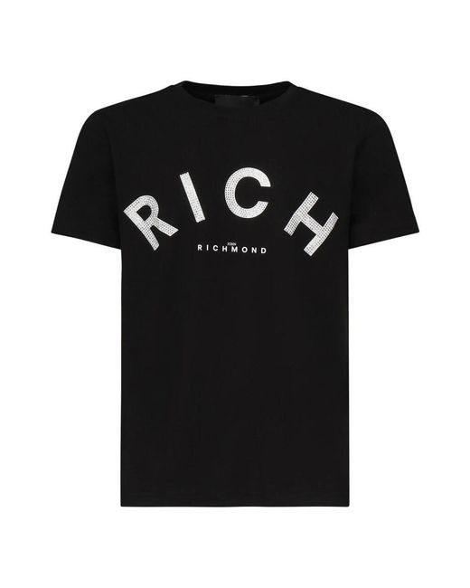 John Richmond Schwarze Crewneck T-Shirts Und Polos in Black für Herren
