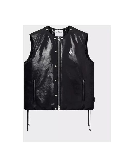 Courreges Jassen ,Zwart ,Vinyl Hooded Vest Shiny in het Black voor heren