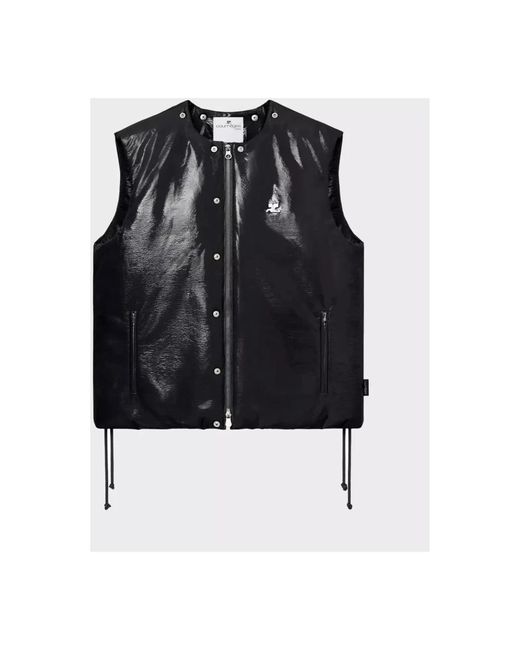 Courreges Jassen ,Zwart ,Vinyl Hooded Vest Shiny in het Black voor heren