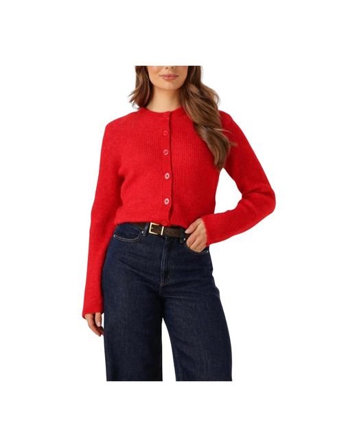 SELECTED Truien & Vesten ,Rood ,Wol Slfsia Ras Ls Knit Cropped Cardigan in het Red