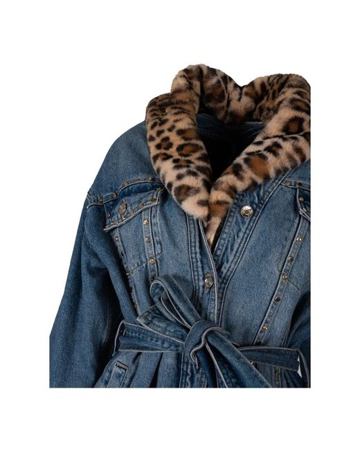 Liu Jo Jassen ,Blauw ,Katoen Elegante Jas Met Ceintuur in het Blue