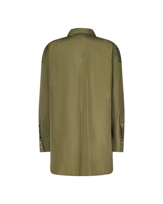 Max Mara Overhemden ,Groen ,Katoen Oversized Katoenen Overhemd Met Opgestikte Zakken in het Green