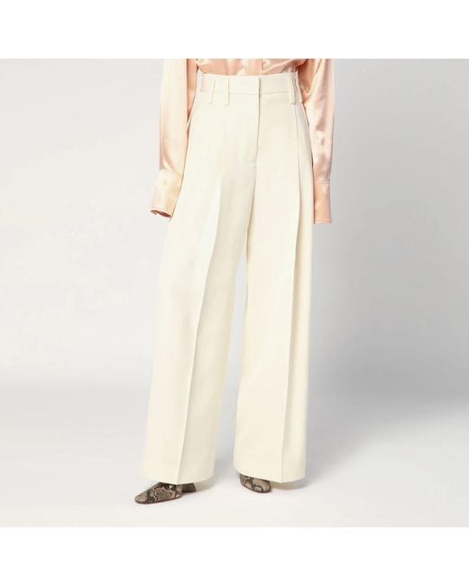 Jil Sander White Wide Trousers