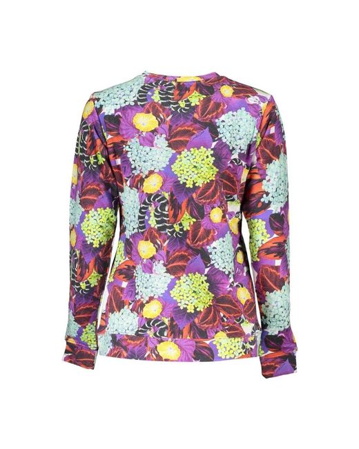 Roberto Cavalli Hoodies & Sweatvesten ,Veelkleurig ,Katoen Logo Print Crew Neck Sweatshirt in het Pink