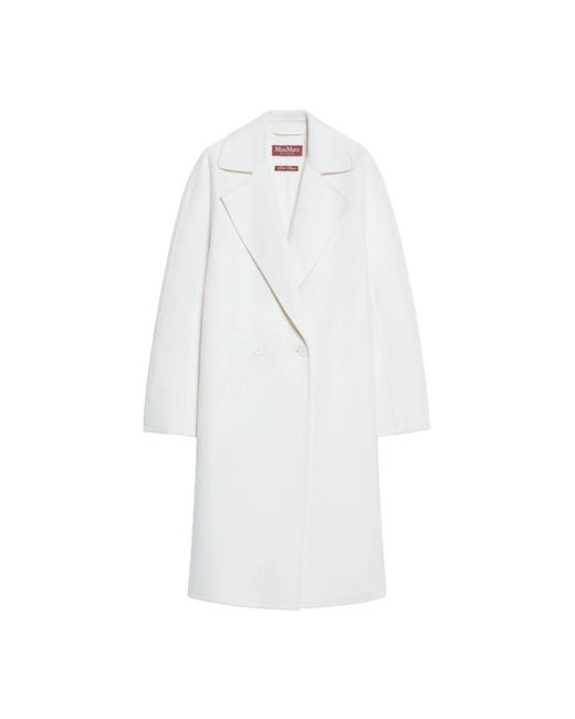 Max Mara Double-Breasted Coats in het White