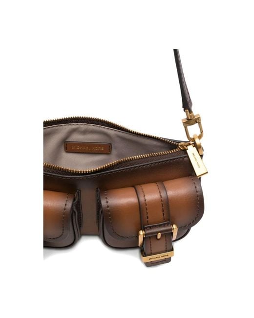 Michael Kors Brown Braune Leder-Schultertasche Marrone