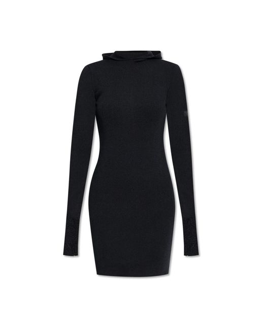 Fendi Kleedjes ,Zwart ,Wol Hooded Dress in het Black