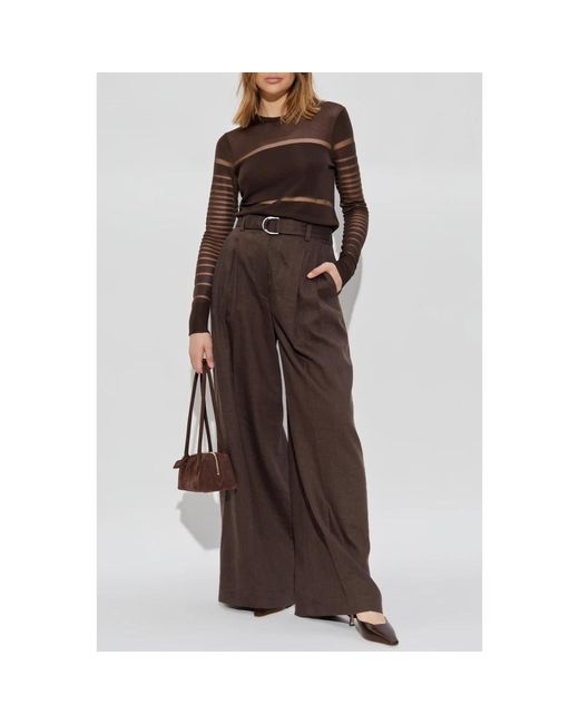 Wide Trousers Helmut Lang de color Brown