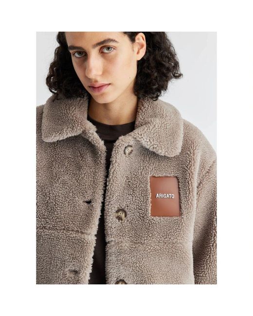 Faux Fur & Shearling Jackets di Axel Arigato in Brown