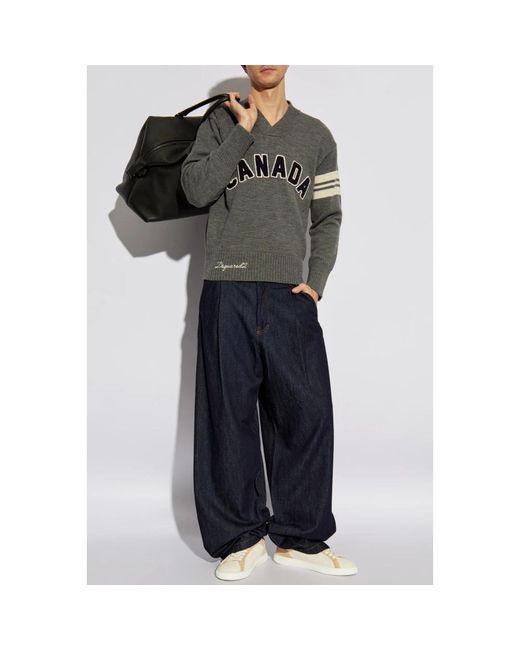 DSquared² Gray V-Neck Sweater for men