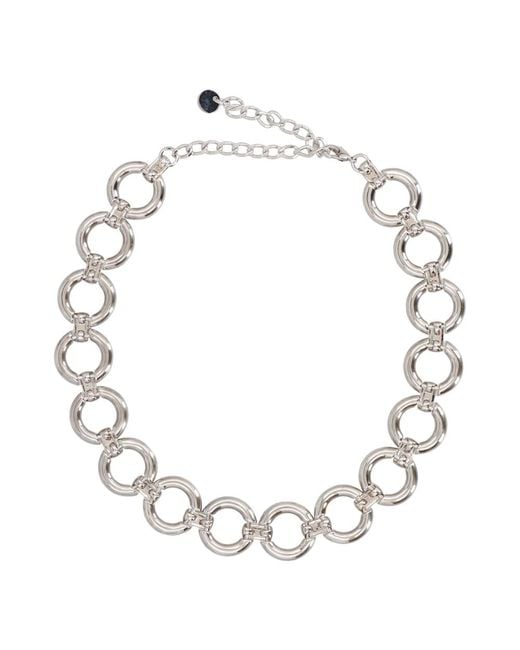 Self-Portrait White Kristall-Link-Choker Mit Dekorativen Ringen