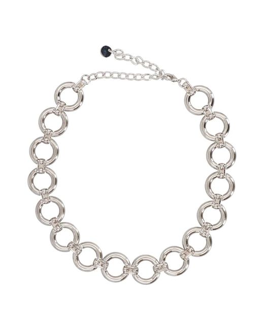 Self-Portrait Kristallen Link Choker Met Decoratieve Ringen in het White