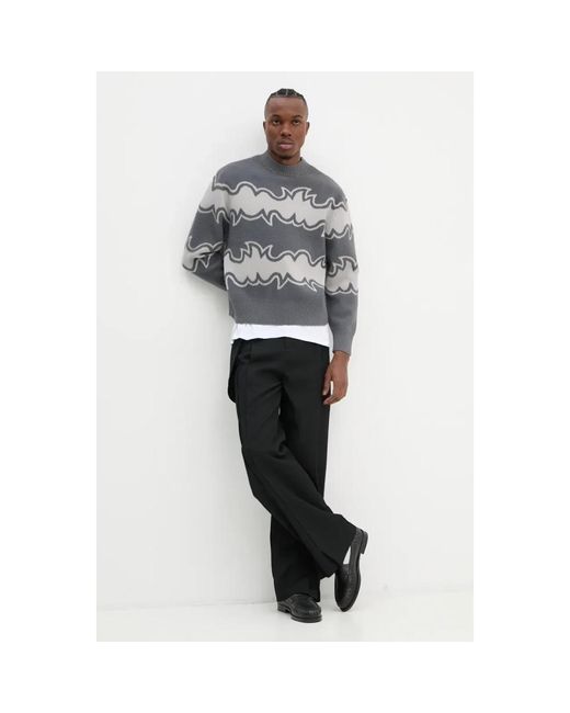 Bluemarble Jacquard Strickpullover in Gray für Herren