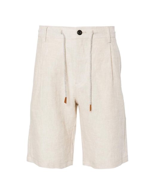 Eleventy Leinen-shorts mit kordelzug und taschen in Natural für Herren