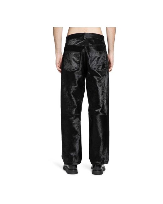 sunflower Black Leather Trousers for men