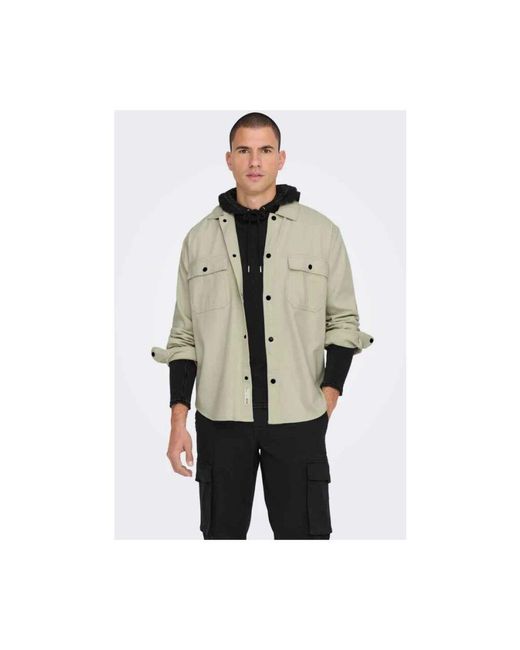 Only & Sons Rlx Fabric Mix Langarmhemd in Gray für Herren