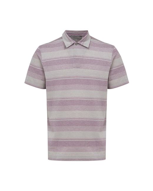Canali Tops ,Veelkleurig ,Katoen Gestreept Poloshirt Korte Mouw in het Purple voor heren