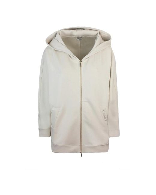 Max Mara Hoodies & Sweatvesten ,Wit ,Katoen Katoen Polyester Jassen in het Gray