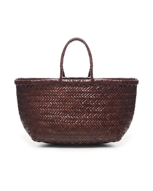 Dragon Diffusion Red Handgewebte Braune Ledertasche