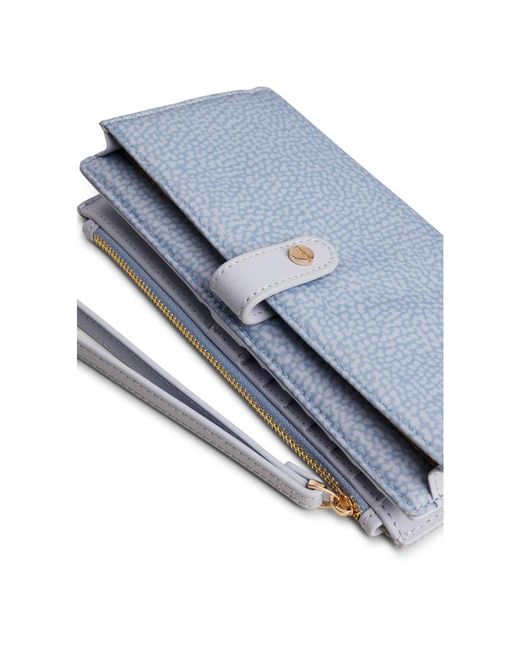 Borbonese Blue Klassische große brieftasche aus op-stoff