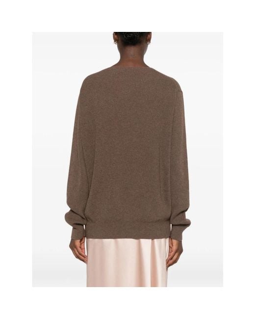 The Row Brown V-Neck Knitwear