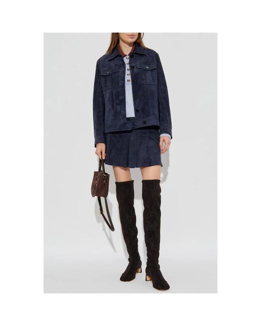 Self-Portrait Blue Leather Skirts