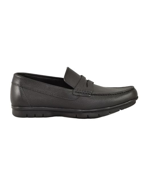 Testoni Schoenen ,Zwart ,Gehamerde Leren Mocassin Schoenen in het Black voor heren