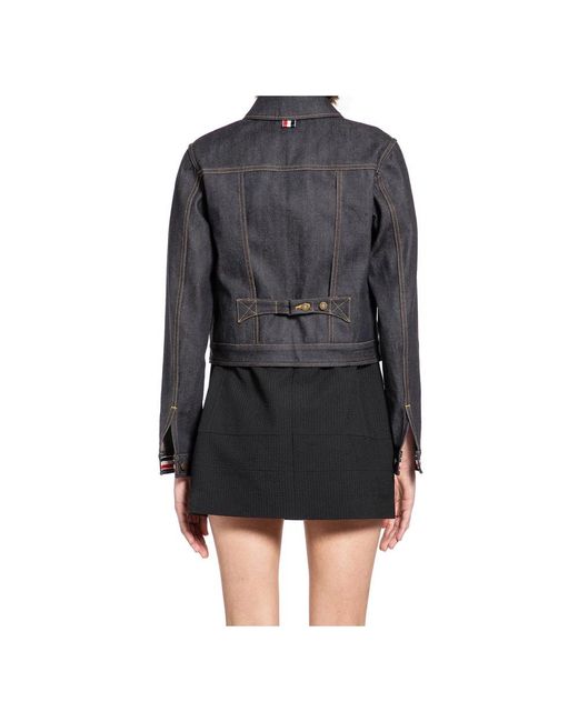 Thom Browne Jassen ,Blauw ,Denim Korte Denim Jas in het Black