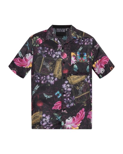 Short Sleeve Shirts di Versace Jeans Couture in Blue da Uomo