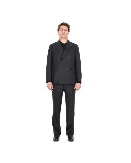 Tagliatore Black Double Breasted Suits for men