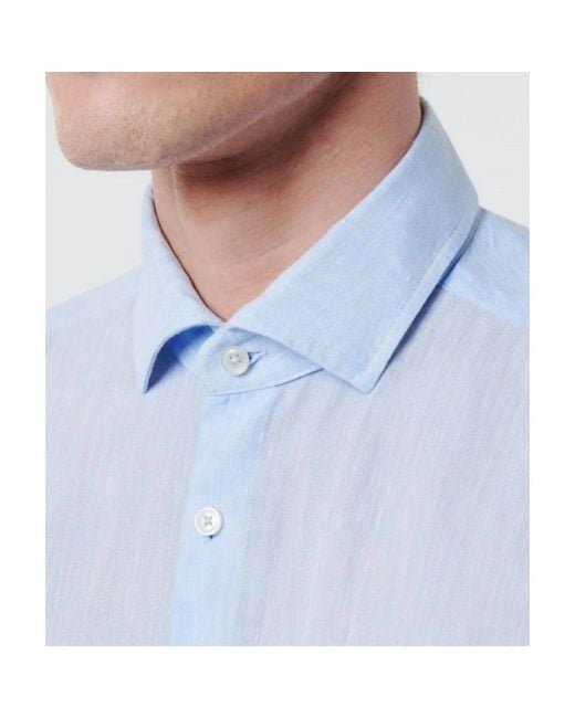 Xacus Leinenhemd tailor fit knopfverschluss in Blue für Herren