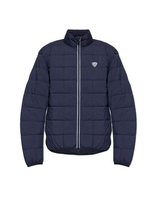 EA7 Jassen ,Blauw ,Gewatteerde Jas Met Opstaande Kraag in het Blue voor heren