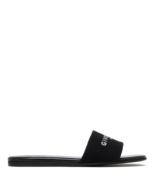 Givenchy Black Canvas slide sandalen mit logo