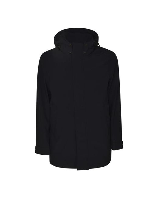 Woolrich Jassen ,Blauw ,Polyester Soft Shell Barrow Mac Coat in het Blue voor heren