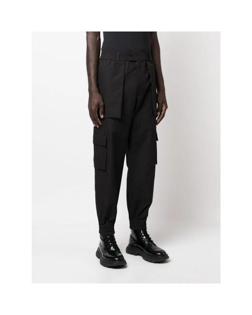 McQueen Black Cropped Trousers for men