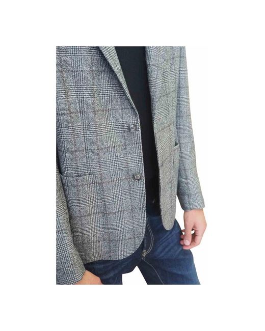 Barba Napoli Jassen ,Grijs ,Wol Prince Of Wales Wool Jacket in het Gray voor heren