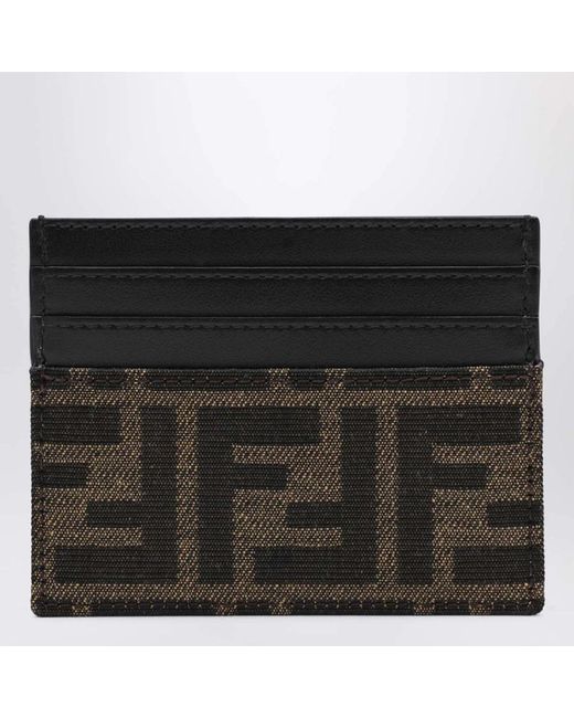 Fendi Accessoires ,Bruin ,Katoen Ff Jacquard Kaarthouder in het Black voor heren