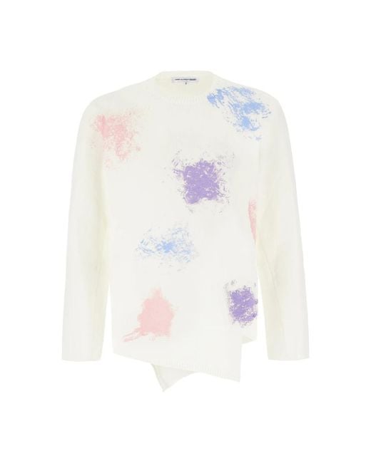 Comme des Garçons White Round-Neck Knitwear for men