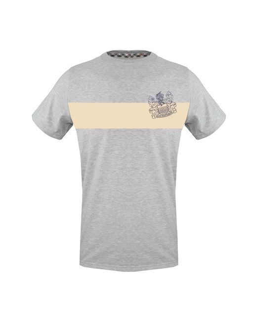 Aquascutum Logo detail baumwoll t-shirt in Gray für Herren