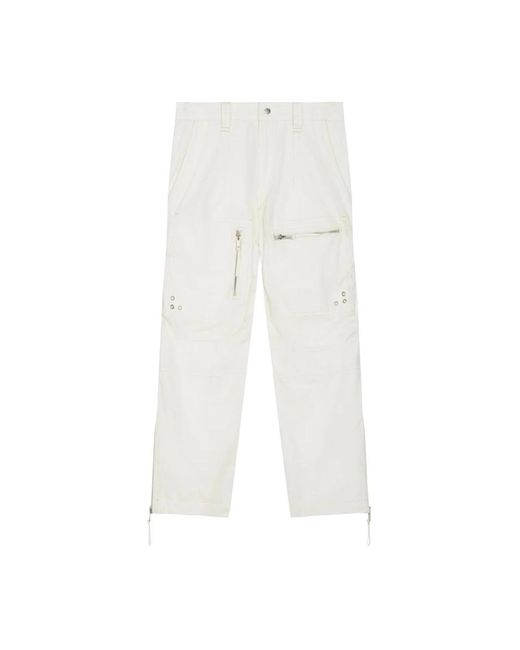 Pantalones de algodón con bolsillos con cremallera Isabel Marant de color White