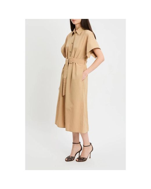 Pinko Alesha Midi Shirt Dress in het Natural