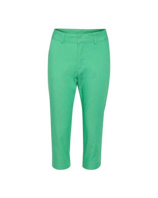 Kaffe Broeken ,Groen ,Groene Capri Broek Met Zakken in het Green