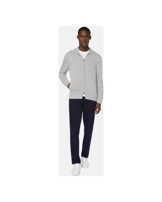 Boggi Luxuriöser cashmere blend zip hoodie sweater in Gray für Herren