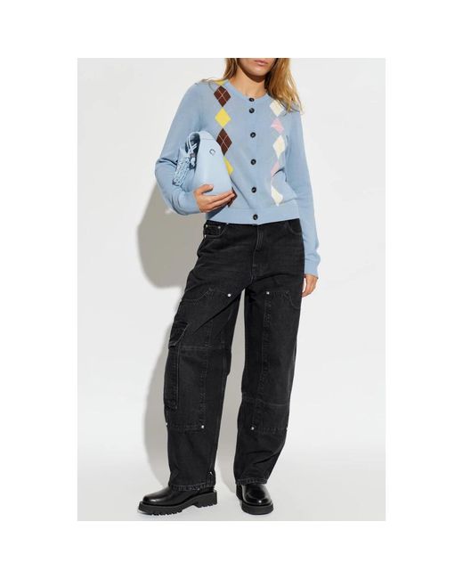 Ganni Lichte Katoenen Argyle Vest in het Blue
