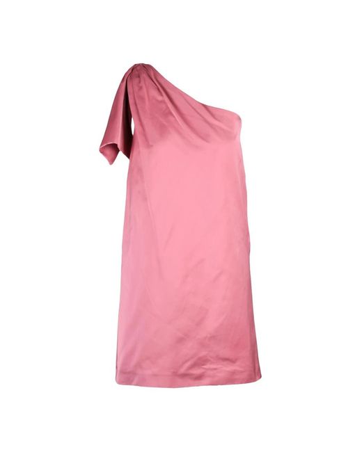Max Mara Kleedjes ,Roze ,Katoen Een-Schouder Jurk Met Ritssluiting in het Pink