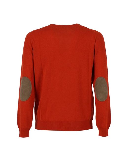 Kangra Girocollo Basico Rasato Calato C/Toppe Alcantara in het Red voor heren
