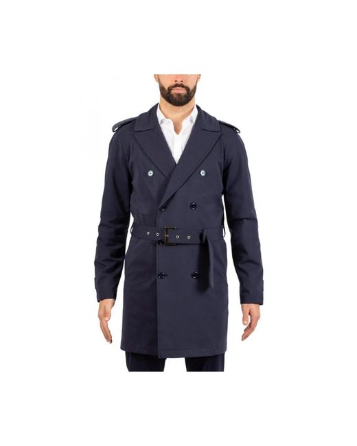 Daniele Alessandrini Blue Trench Coats for men