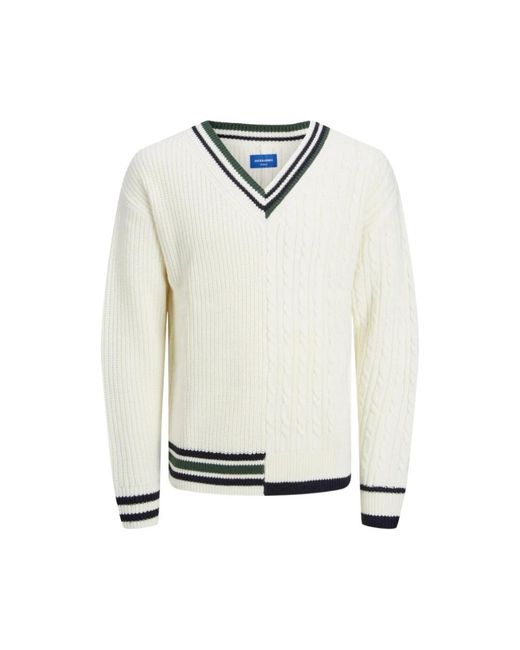 V-Neck Knitwear di Jack & Jones in White da Uomo